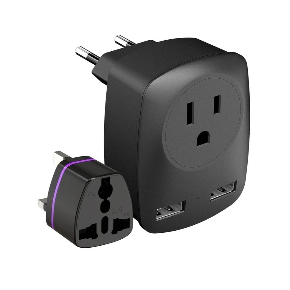 Jarvania 2 Pack European Travel Plug Adapter US to EU UK International Outlet s4